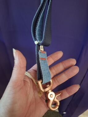 Levis Blue Nylon and Denim Dog Leash with Rose Gold Hardware